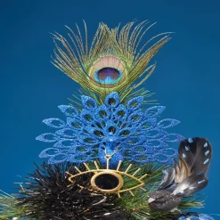 2 oiseaux bleu et noir à suspendre