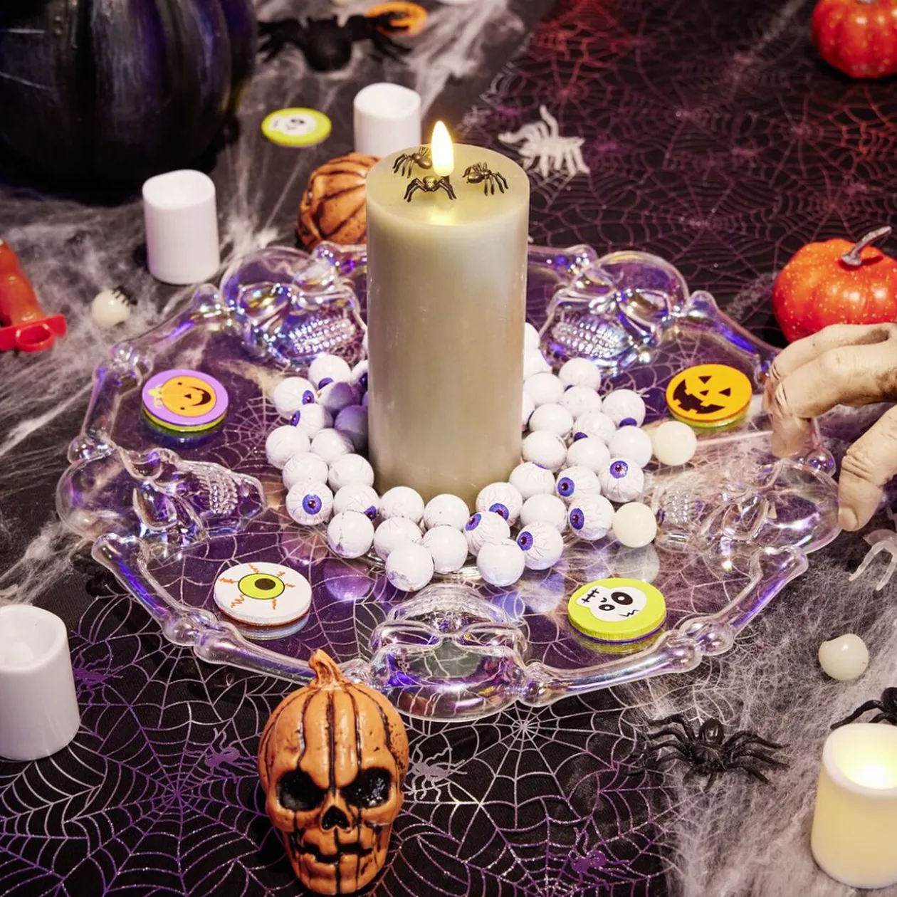 Assiette Halloween transparente crâne