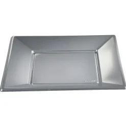 Assiette plate carrée gris clair en plastique réutilisable x6