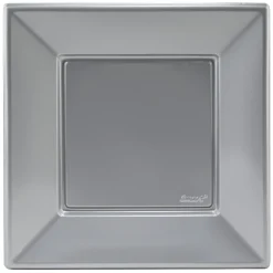 Assiette plate carrée gris clair en plastique réutilisable x6