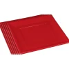 Assiette plate carrée rouge en plastique réutilisable x6