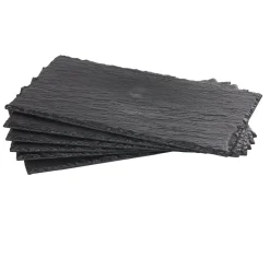 Assiette rectangulaire 30x15 cm imitation ardoise noir x6