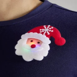 Badge lumineux Noël rouge et blanc - 4 modèles