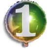 Ballon alu chiffre 1 métallisé multicolore Ø45cm