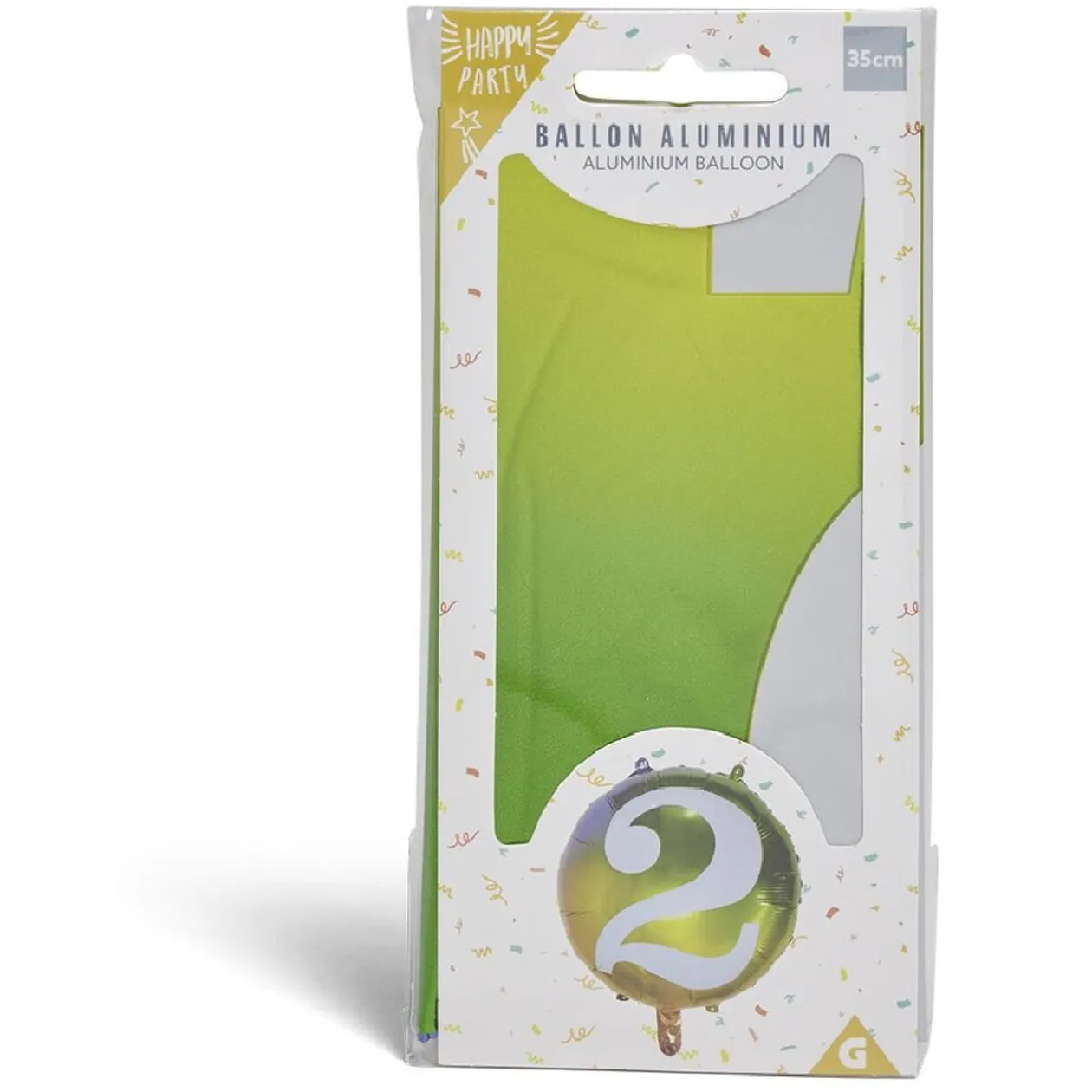 Ballon alu chiffre 2 métallisé multicolore Ø45cm