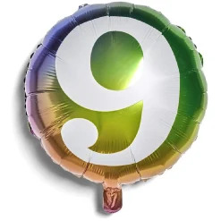 Ballon alu chiffre 9 métallisé multicolore Ø45cm