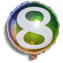 Ballon alu chiffre 8 métallisé multicolore Ø45cm