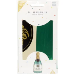 Ballon alu forme bouteille vert et doré H98cm