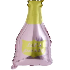 Ballon alu forme bouteille rose et dorée 78cm