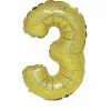 Ballon chiffre 3 aluminium doré H32 cm