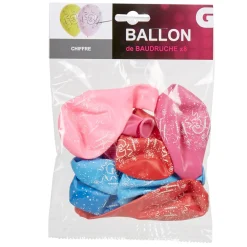 Ballon de baudruche chiffre 3 multicolore x8