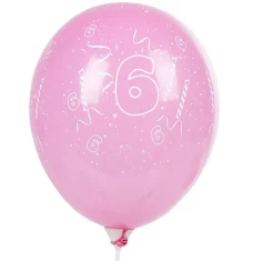 Ballon de baudruche chiffre 6 multicolore x8