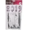 Ballon gonflable chiffre 2019 déco nouvel an H. 34 cm argenté