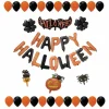 Ballon Halloween forme ovale lettres et symboles noir et orange x66