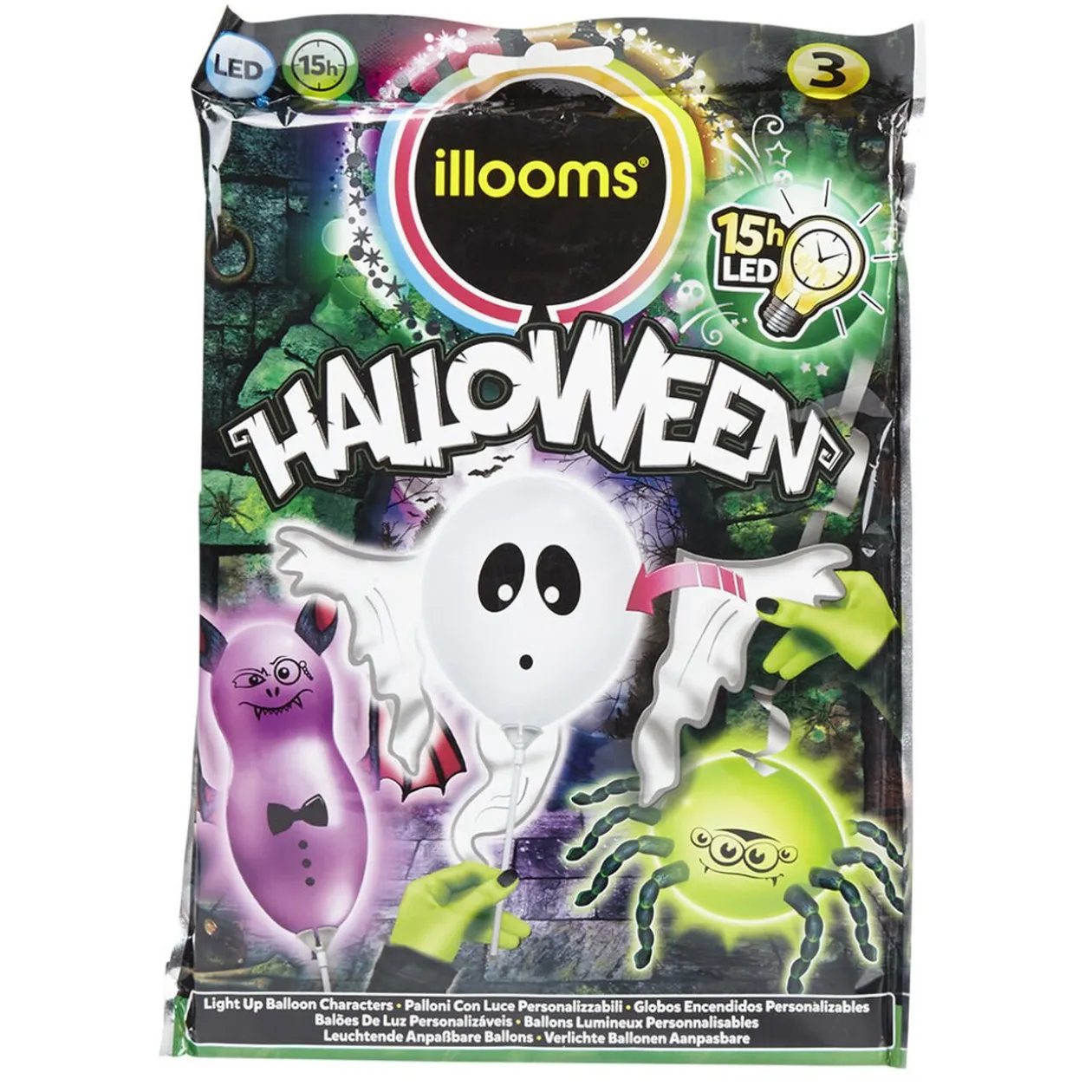 Ballon led Halloween personnalisable x3