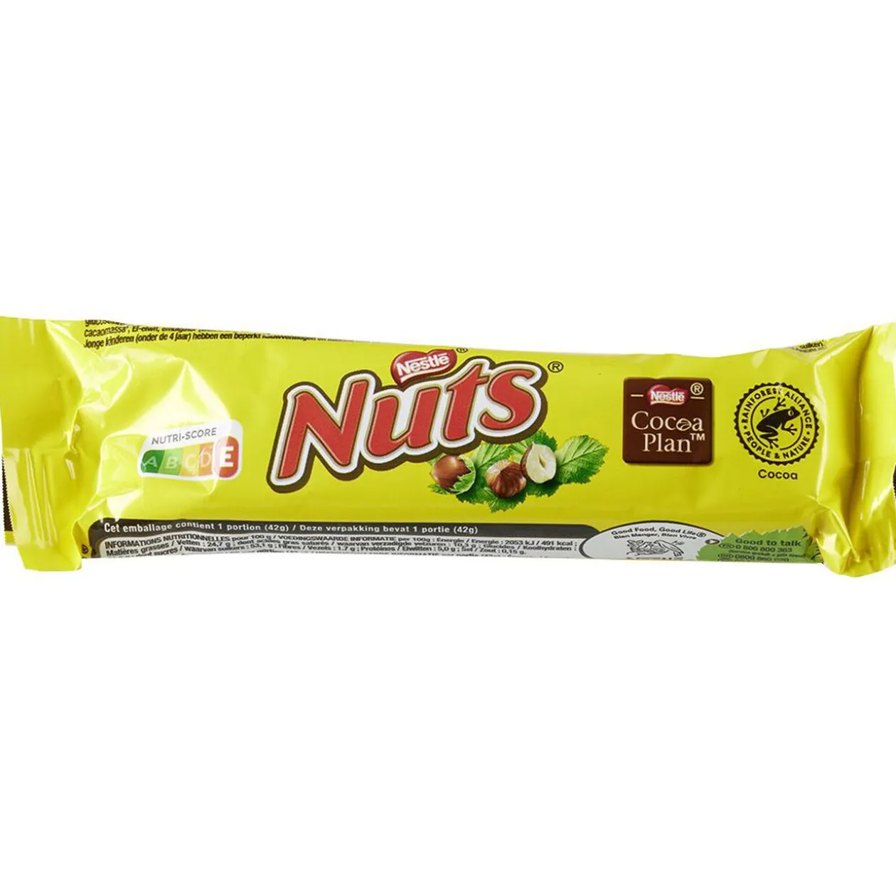 Barre chocolatée Nuts Nestlé individuel 42g