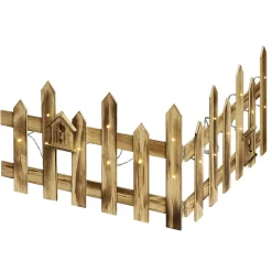 Barrière en bois lumineuse clôture de Noël 18 LED blanc chaud