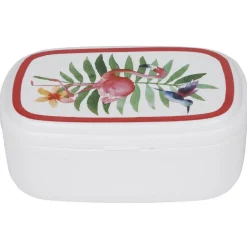 Bento blanc décor fleurs et feuilles
