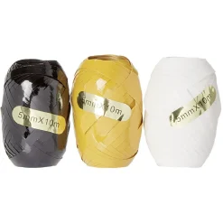 Bolduc Noël blanc noir et jaune 10m x3