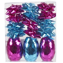 Bolduc x3 et noeud x12 rose et bleu