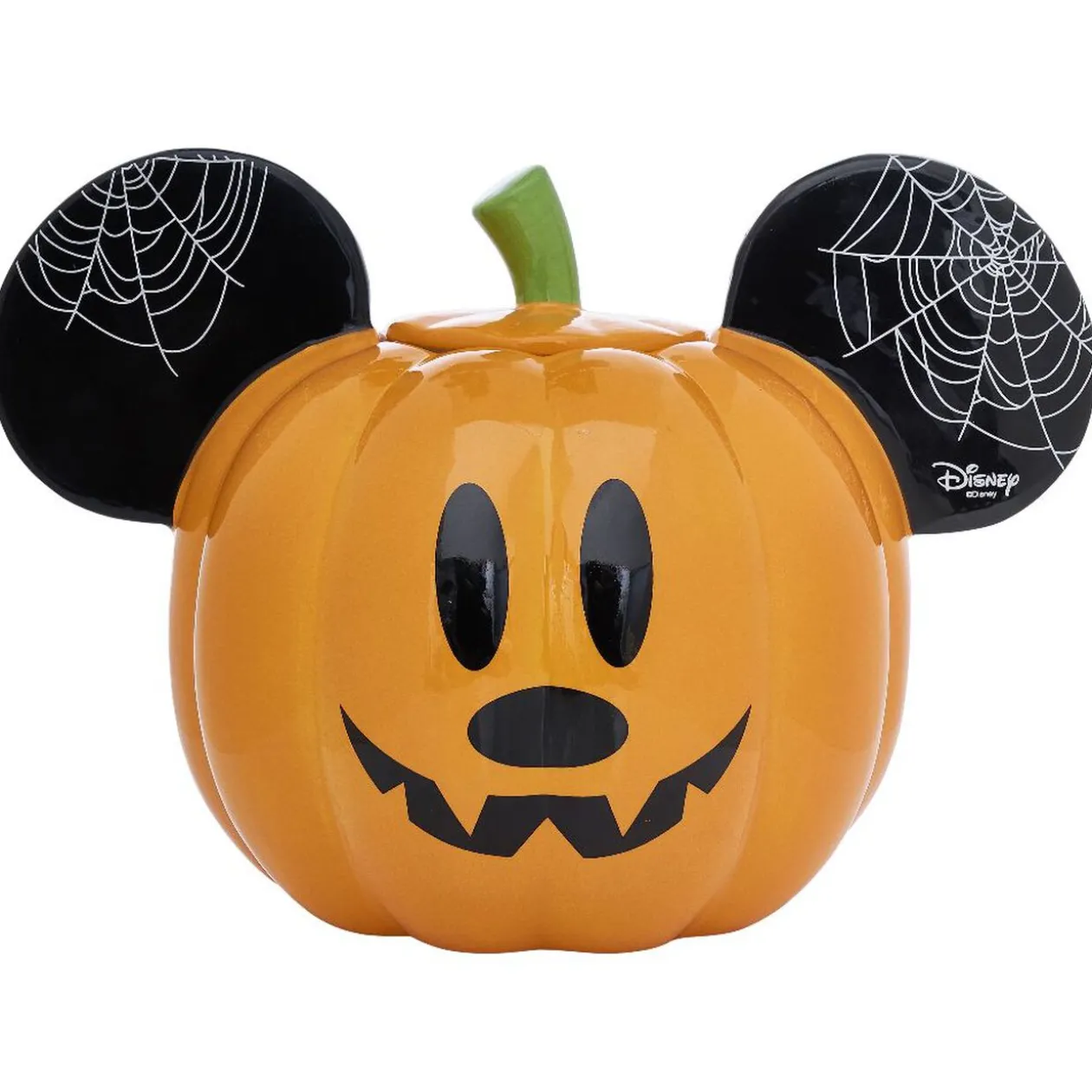 Bonbonnière Disney Mickey citrouille orange et noir 2 faces Ø14xH18cm