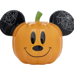 Bonbonnière Disney Mickey citrouille orange et noir 2 faces Ø14xH18cm