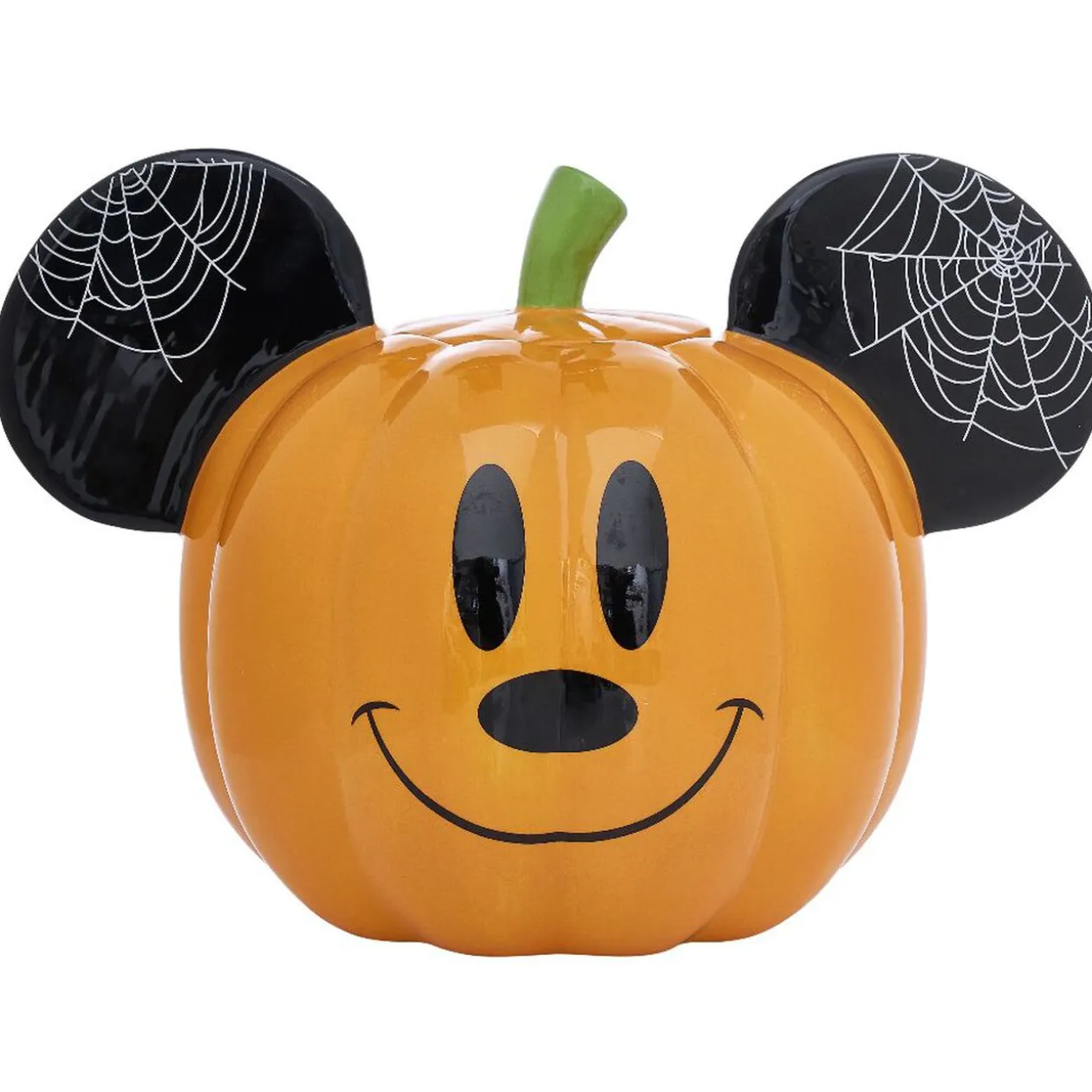 Bonbonnière Disney Mickey citrouille orange et noir 2 faces Ø14xH18cm
