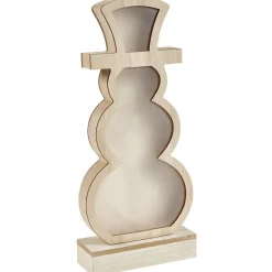 Bonhomme de neige lumineux en bois à poser H33cm
