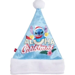 Bonnet de Noël Disney Stitch Aloha Christmas bleu et blanc 26xH34cm