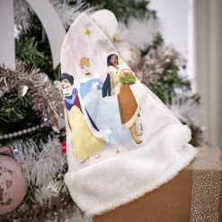 Bonnet de Noël Princesses Disney rose et blanc 26xH34cm