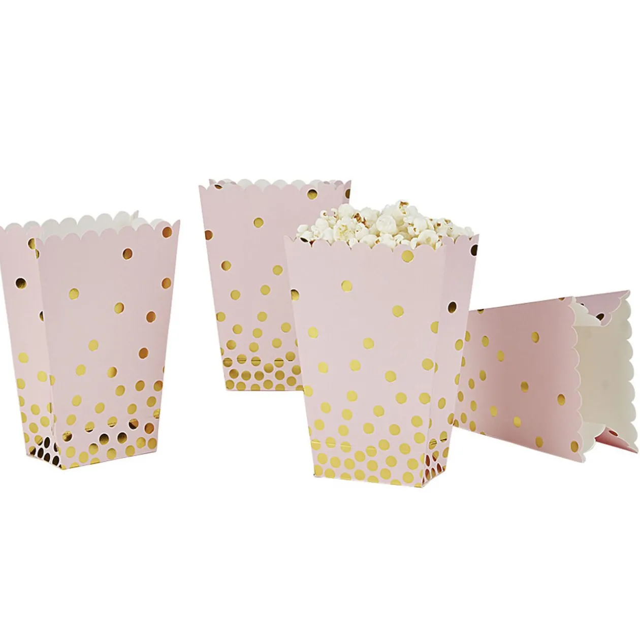 Boîte à bonbons ou pop corn rose et doré à poids x 4
