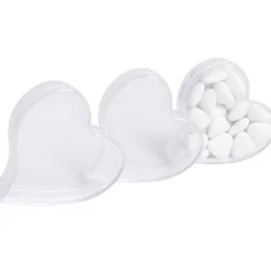 Boîte à dragées coeur transparent x3