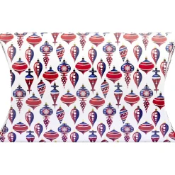 Boîte cadeau berlingot motif boule de noël or rouge bleu blanc Taille L