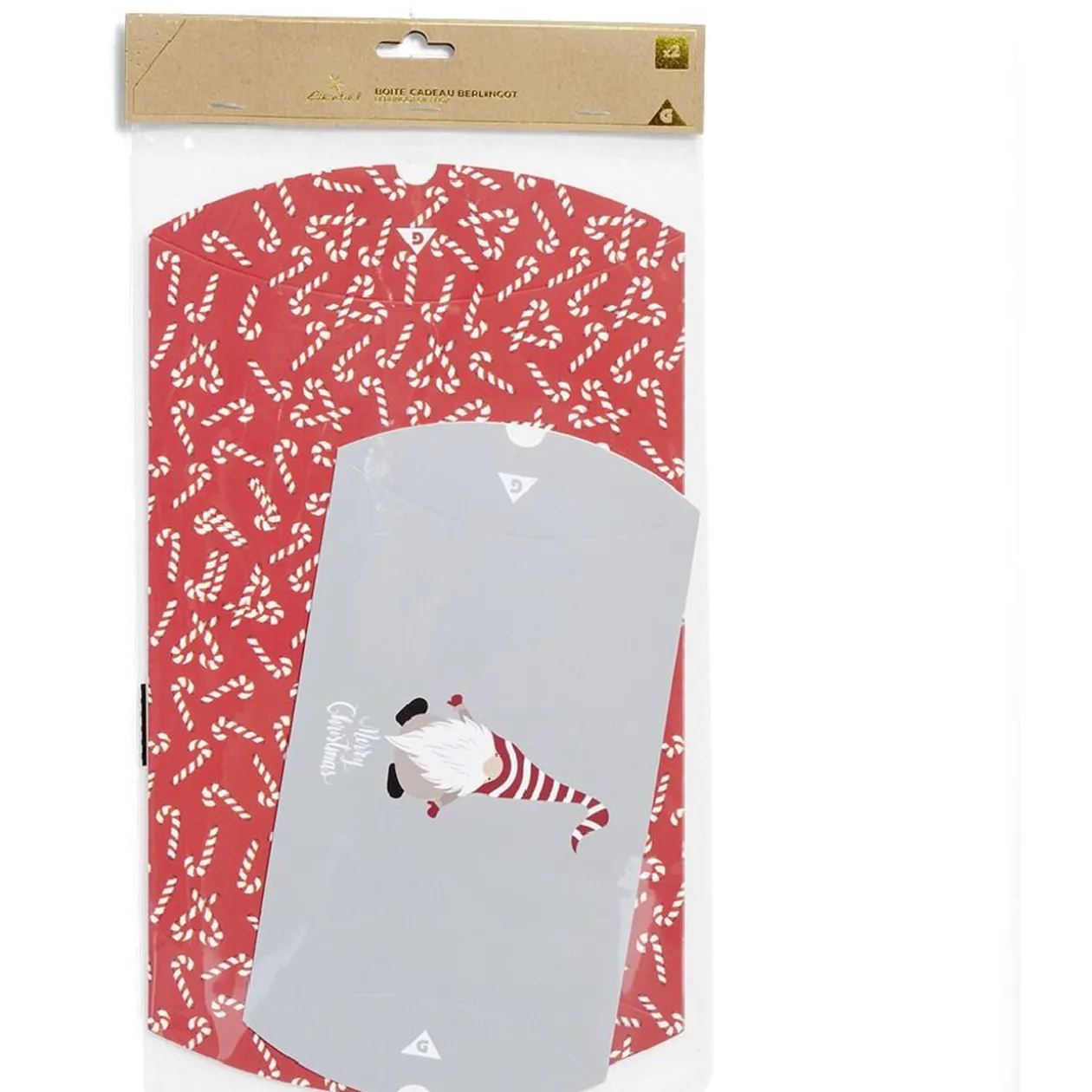 Boîte cadeau berlingot Noël motif sucre d'orge x2