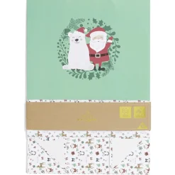 Boîte cadeau Noël pliable motif Père Noël et ours blanc