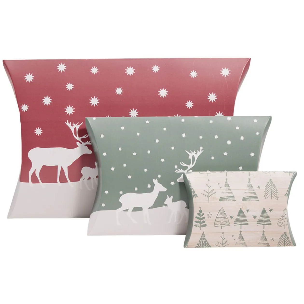 Boîte cadeau papier recyclé certifié FSC® motif Noël x3