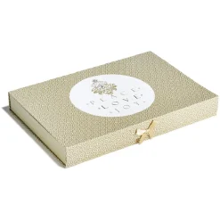 Boîte cadeau rectangulaire Noël inscription Peace Love Joy doré