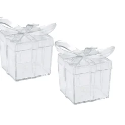 Boîte forme cadeau transparent x2