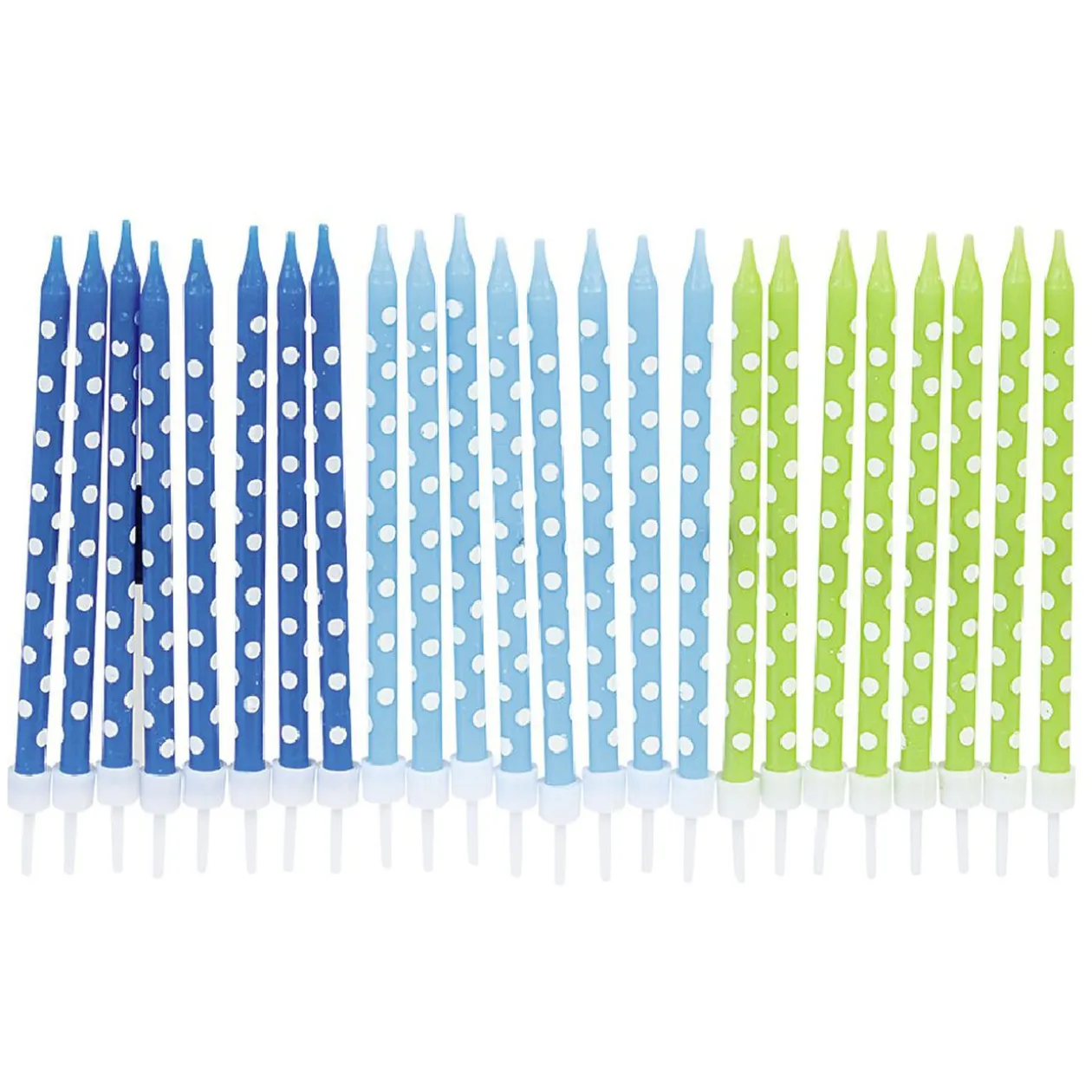 Bougie anniversaire à pois blanc bleu et vert XXL x 24