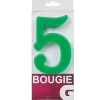 Bougie anniversaire chiffre 5 vert