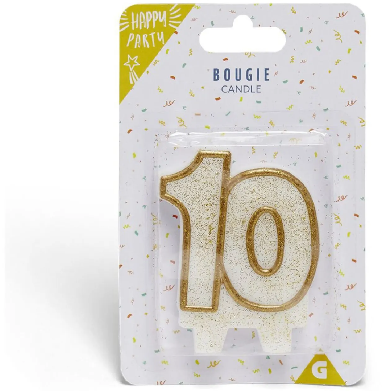Bougie anniversaire chiffre 10 doré