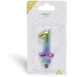 Bougie anniversaire chiffre 1 iridescent