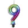 Bougie anniversaire chiffre 9 iridescent