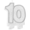 Bougie anniversaire chiffre 10 argenté