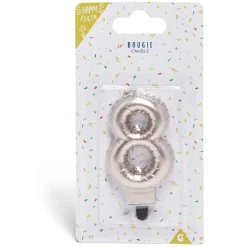 Bougie anniversaire chiffre 8 rose gold