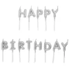 Bougie anniversaire lettres Happy Birthday argenté