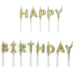 Bougie anniversaire lettres Happy Birthday argenté