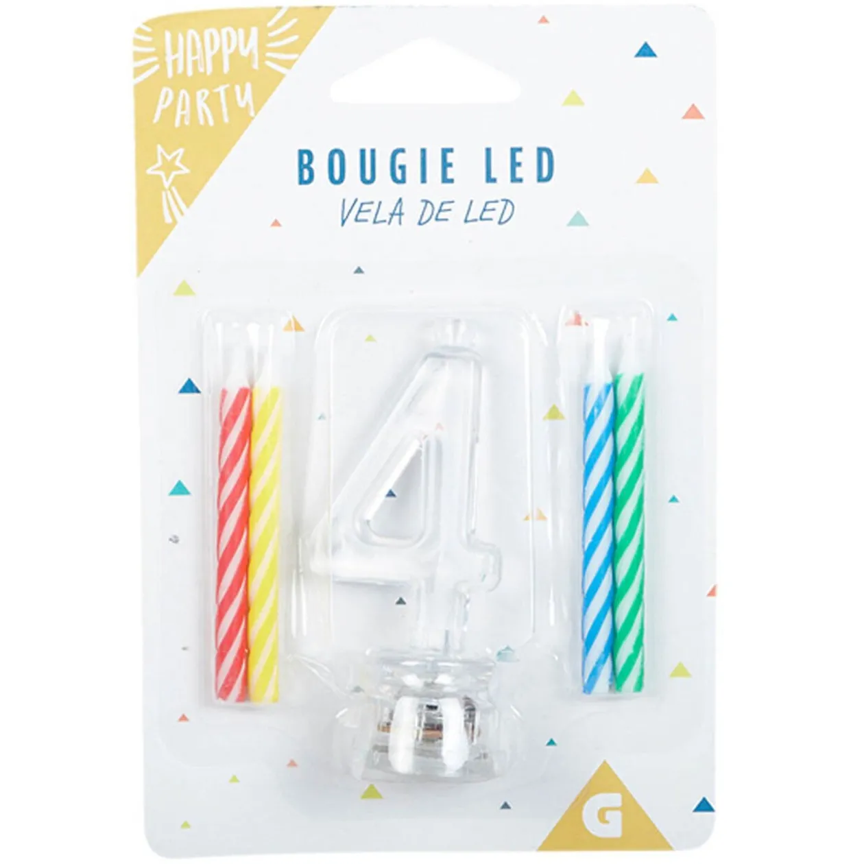 Bougie anniversaire lumineuse à led chiffre 4