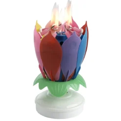 Bougie anniversaire musicale en forme de fleur