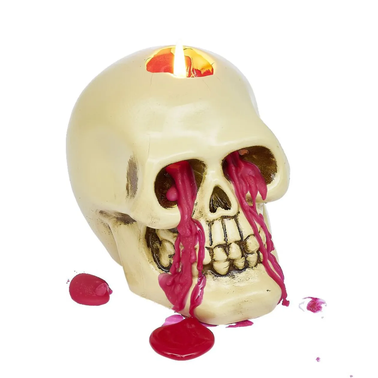 Bougie Halloween tête de mort beige